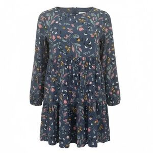 Polarn O. Pyret Floral Kids Dress - Blue and Pink